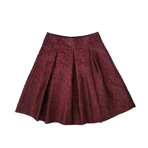 RW&CO burgundy floral jacquard pleated evening a-line skirt - Picture 1 of 7